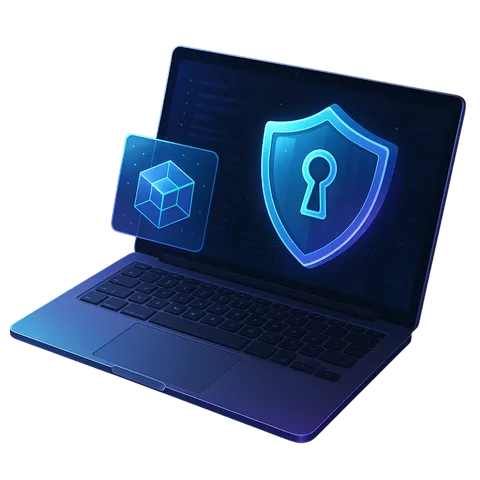 Laptop illustration with code on screen