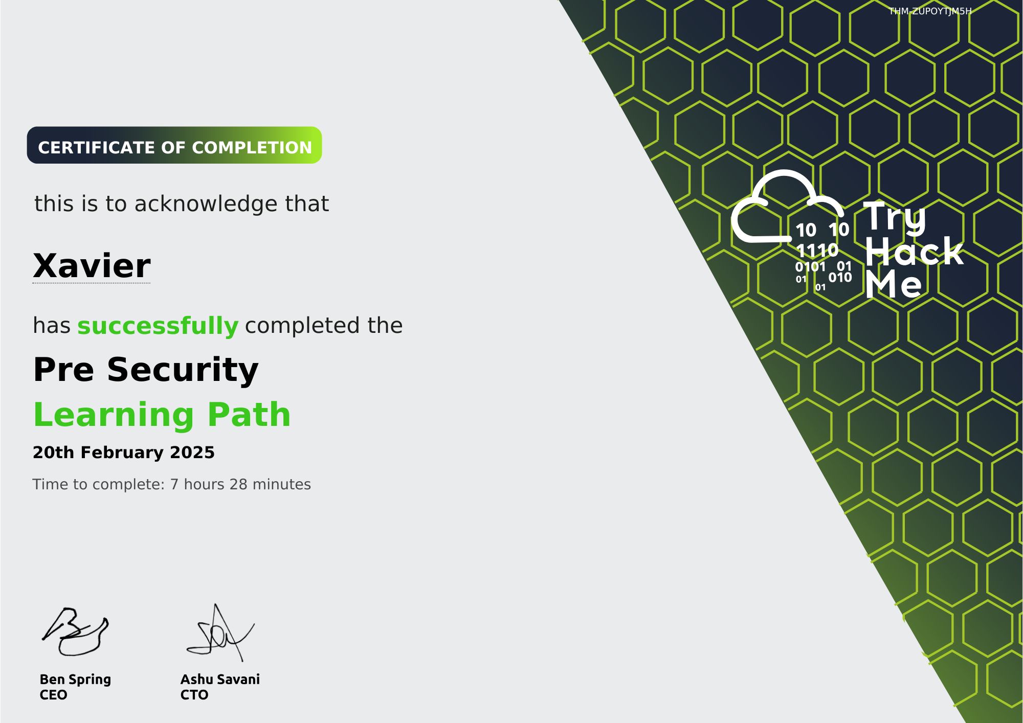Cybersecurity Presecurity certificate